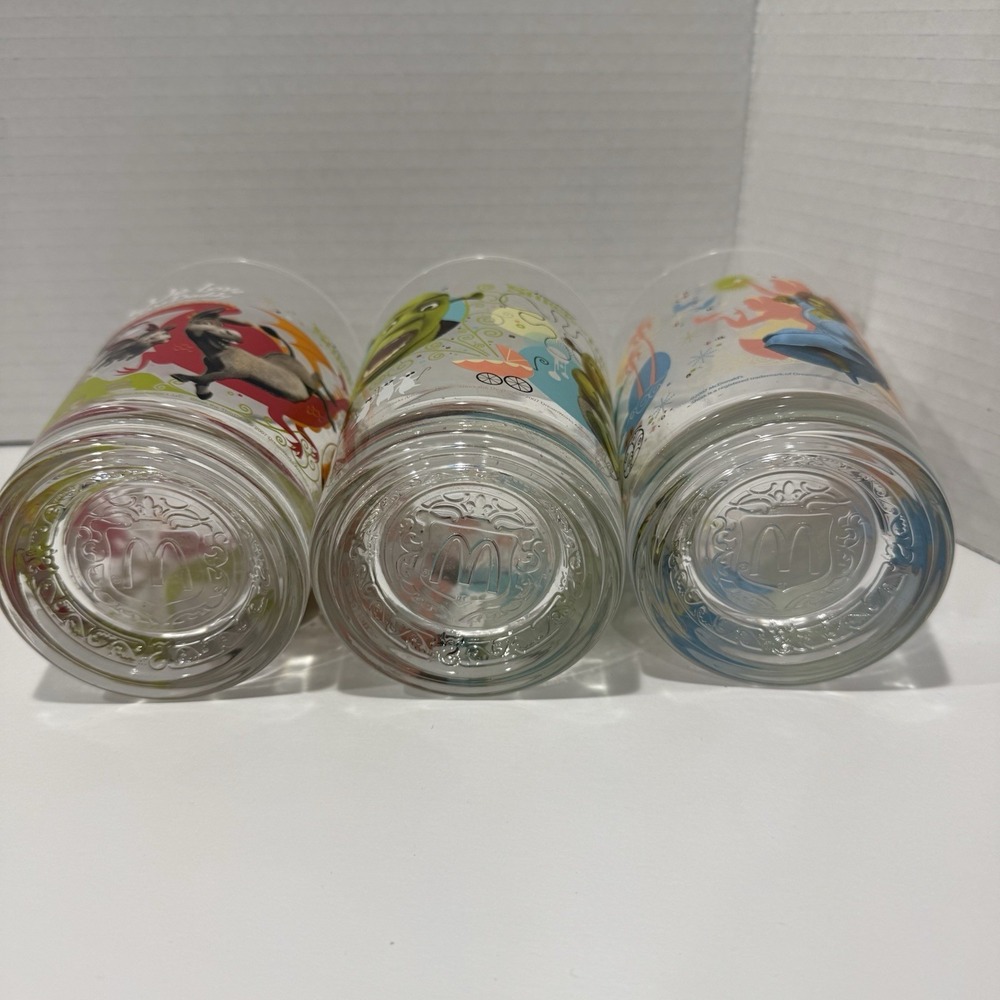 Shrek The Third McDonalds Set of 3 Collectible Glasses 2007 NEW Fiona Donkey - Picture 4 of 6